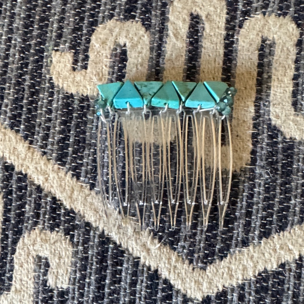 Handmade Turquoise Hair Comb - Fine Hair